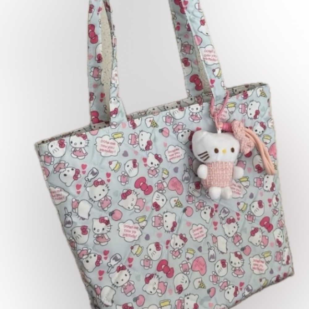 Hello Kitty Light Blue Quilted Tote Bag